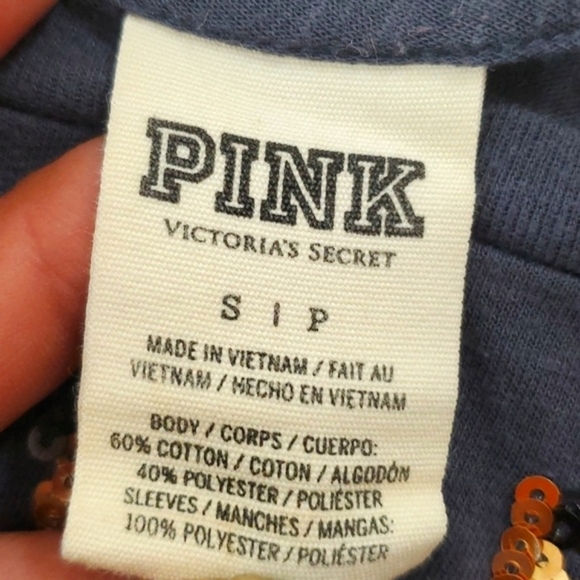 2014 Victoria's Secret PINK Logo Spellout Leopard Print Sequins Long Sleeve Sz S - Picture 14 of 15